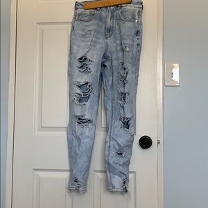 Distressed mom jeans